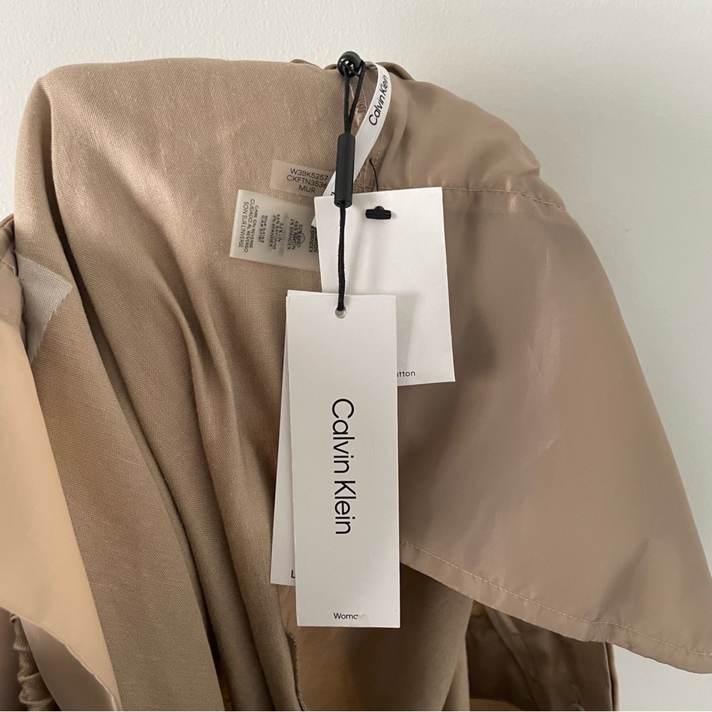 NWT New Calvin Klein Oatmeal Beige Linen Blend Cropped Pants Size 3X - Picture 5 of 6